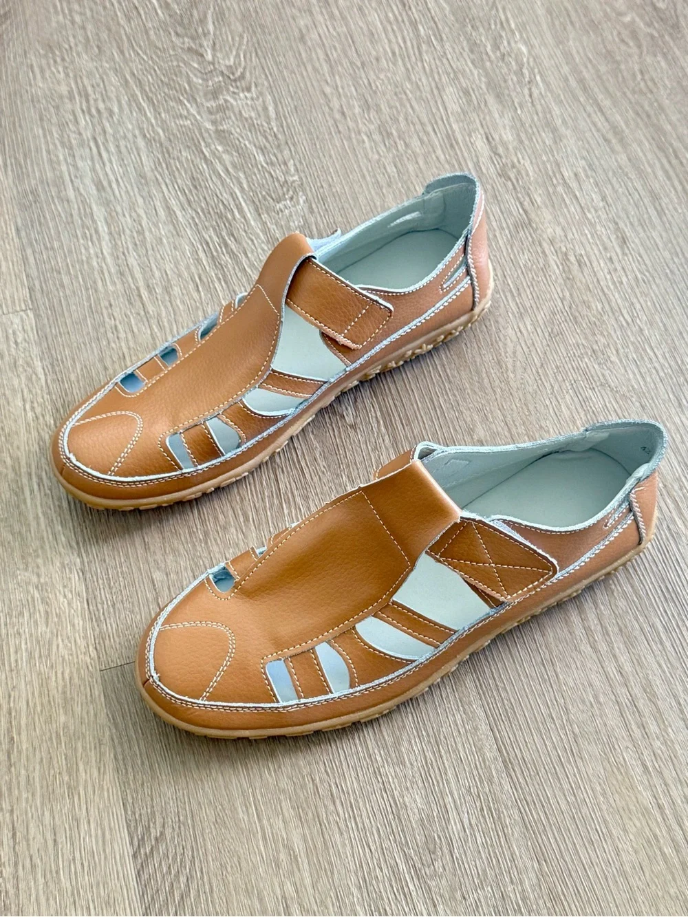 Women's Brown Leather Orthopedic Casual Walking SandalsComfortShoesSize 42(US11)